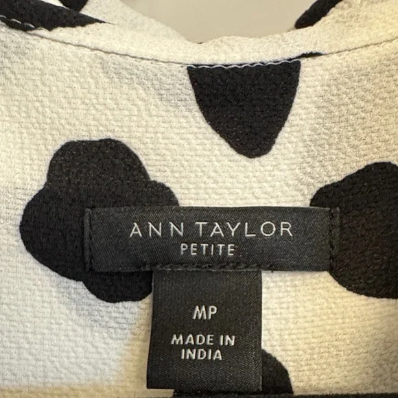 Ann Taylor Black and White Spotted Button Down Shirt - Picture 2 of 4